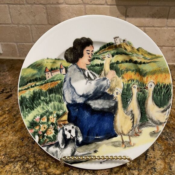 Williams Sonoma Salad Plate PERIGORD by Guy Buffet Woman with Geese Collector 8" - Picture 1 of 5